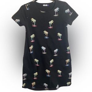 PS Sunbay black palm tree mini dress
